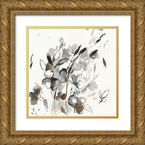 Loose Floral I  Gold Ornate Wood Framed Art Print with Double Matting by PI Studio