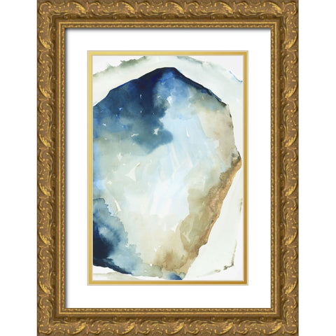 Shapes of Blue Watercolor II Gold Ornate Wood Framed Art Print with Double Matting by PI Studio