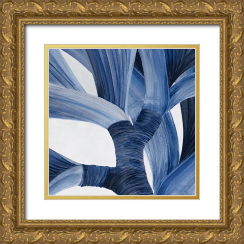 Blue Tropical Steam I  Gold Ornate Wood Framed Art Print with Double Matting by PI Studio