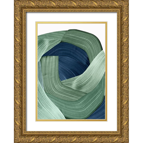 Harmonious Green II  Gold Ornate Wood Framed Art Print with Double Matting by PI Studio