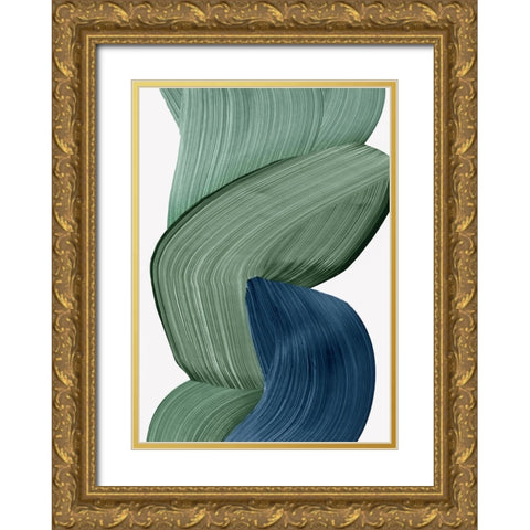 Harmonious Green III Gold Ornate Wood Framed Art Print with Double Matting by PI Studio