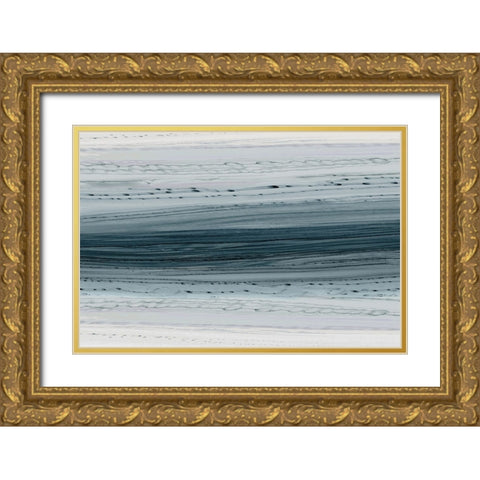 Drops of Blue  Gold Ornate Wood Framed Art Print with Double Matting by PI Studio