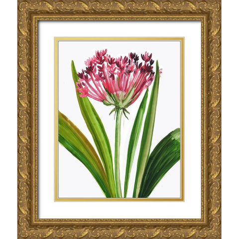 Blooming Pink Gold Ornate Wood Framed Art Print with Double Matting by Pi Studio