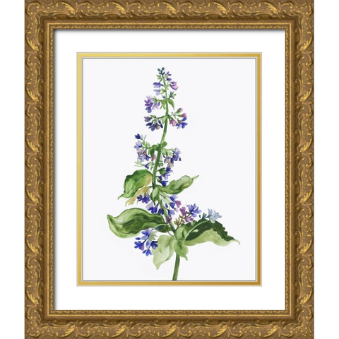Purple Bloom Gold Ornate Wood Framed Art Print with Double Matting by Pi Studio