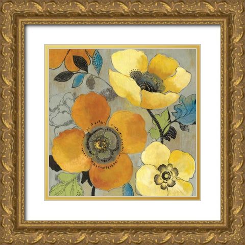 Yellow and Orange Poppies I Gold Ornate Wood Framed Art Print with Double Matting by Pearce, Allison