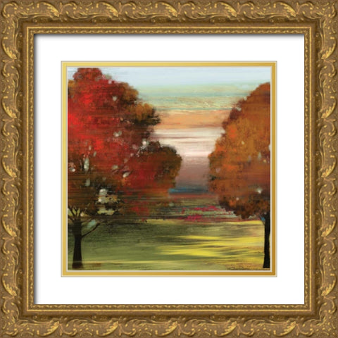 Flow Trees II - Mini Gold Ornate Wood Framed Art Print with Double Matting by Pearce, Allison