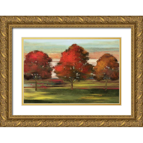 Trees in Motion Gold Ornate Wood Framed Art Print with Double Matting by Pearce, Allison