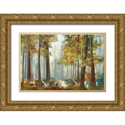 Upon the Leaves Gold Ornate Wood Framed Art Print with Double Matting by Pearce, Allison