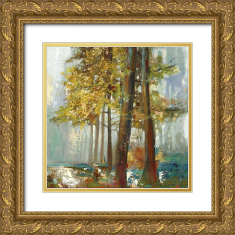 Upon the Leaves I - Mini Gold Ornate Wood Framed Art Print with Double Matting by Pearce, Allison