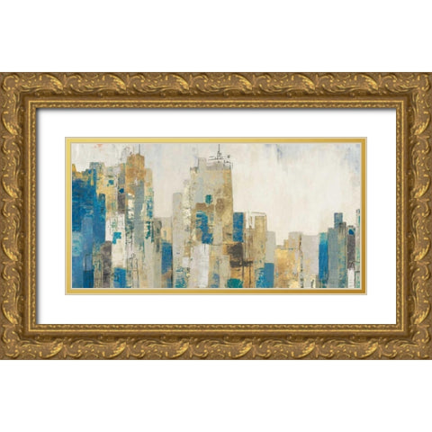 Wide City Blues Gold Ornate Wood Framed Art Print with Double Matting by Pearce, Allison