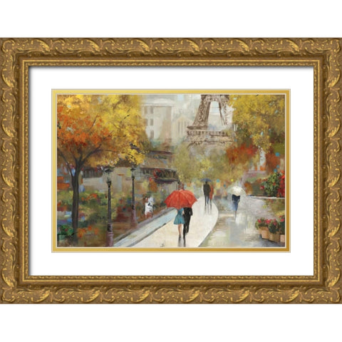 Parisian Avenue Gold Ornate Wood Framed Art Print with Double Matting by Pearce, Allison