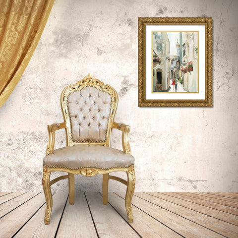 Parisian Walkthrough  Gold Ornate Wood Framed Art Print with Double Matting by Pearce, Allison