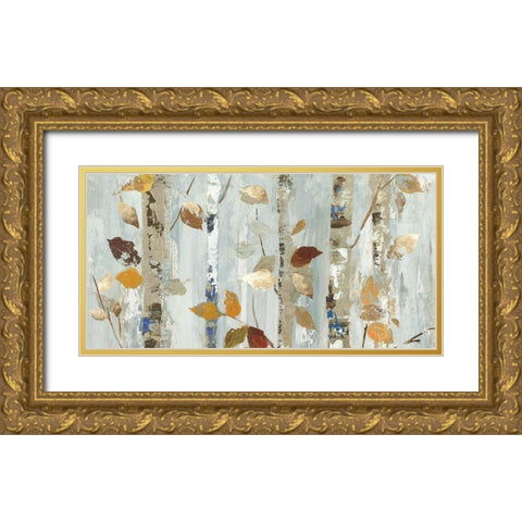 Leaves on Birch Gold Ornate Wood Framed Art Print with Double Matting by Pearce, Allison