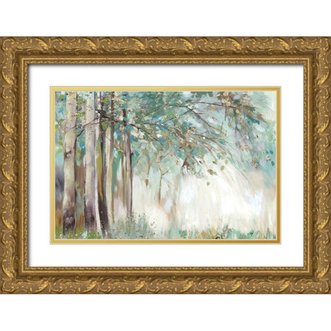 Silver Leaves Gold Ornate Wood Framed Art Print with Double Matting by Pearce, Allison