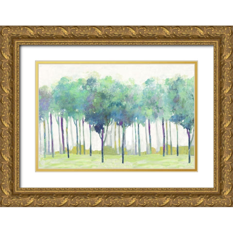 Teal Visions Gold Ornate Wood Framed Art Print with Double Matting by Pearce, Allison