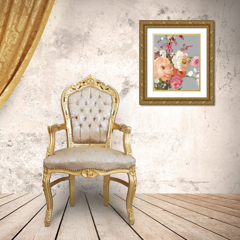 Flower Story I Gold Ornate Wood Framed Art Print with Double Matting by Pearce, Allison