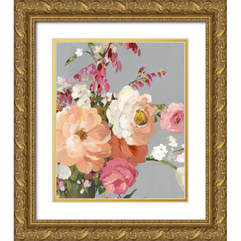 Flower Story I Gold Ornate Wood Framed Art Print with Double Matting by Pearce, Allison