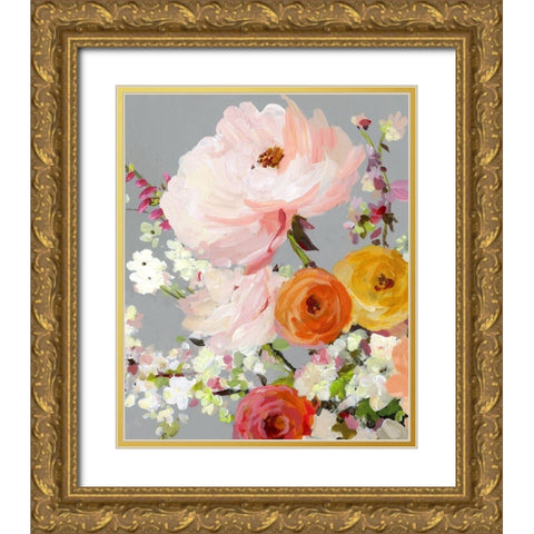 Flower Story II Gold Ornate Wood Framed Art Print with Double Matting by Pearce, Allison