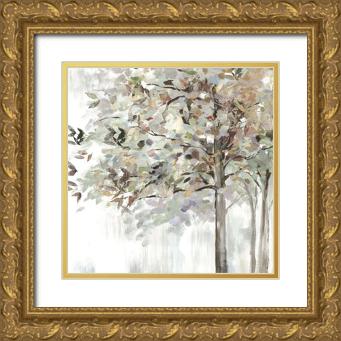 Autumns Leaves NeutralÂ  Gold Ornate Wood Framed Art Print with Double Matting by Pearce, Allison