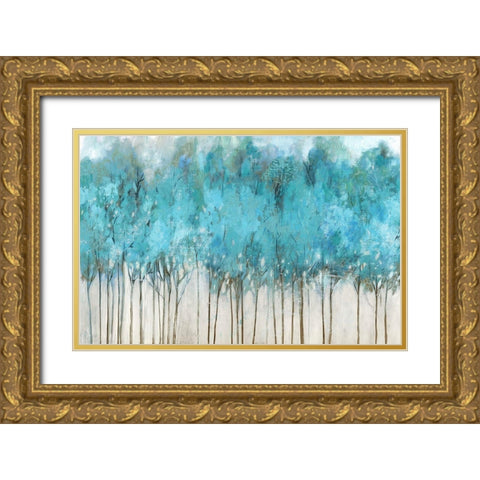 Teal Whisper Gold Ornate Wood Framed Art Print with Double Matting by Pearce, Allison