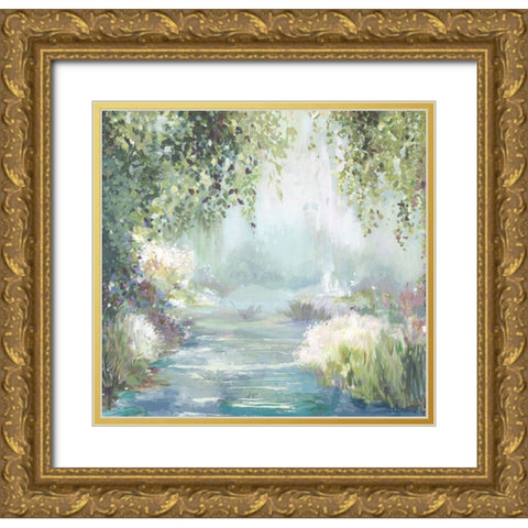 Sunny Forest Path Gold Ornate Wood Framed Art Print with Double Matting by Pearce, Allison
