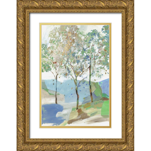 Breezy Landscape II Blue Version Gold Ornate Wood Framed Art Print with Double Matting by Pearce, Alison