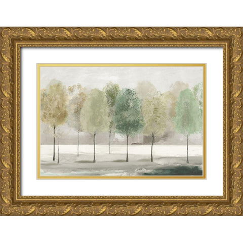 Green Forest  Gold Ornate Wood Framed Art Print with Double Matting by Pearce, Allison