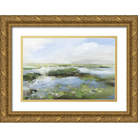 Lilly Pond  Gold Ornate Wood Framed Art Print with Double Matting by Pearce, Allison