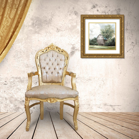 Grey Barn  Gold Ornate Wood Framed Art Print with Double Matting by Pearce, Allison