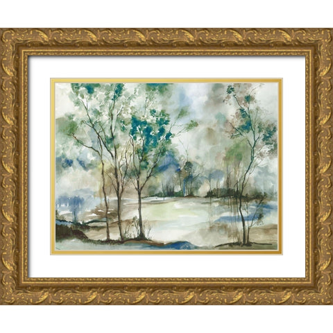 Teal Forest Grove  Gold Ornate Wood Framed Art Print with Double Matting by Pearce, Allison