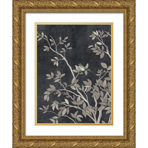 Blue Parakeet Tree II  Gold Ornate Wood Framed Art Print with Double Matting by Pearce, Allison