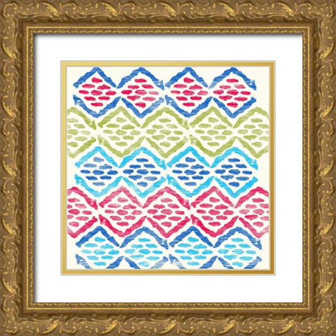 Suzani II Gold Ornate Wood Framed Art Print with Double Matting by PI Galerie
