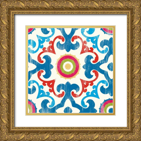 Suzani III Gold Ornate Wood Framed Art Print with Double Matting by PI Galerie