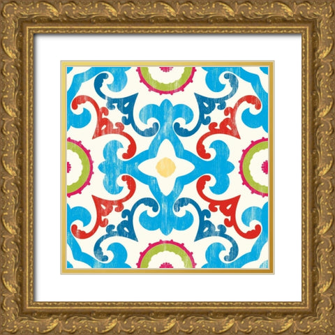 Suzani IV Gold Ornate Wood Framed Art Print with Double Matting by PI Galerie