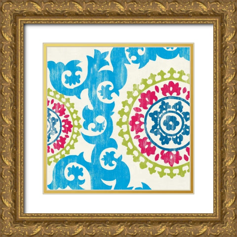 Greek Islands Map White Gold Ornate Wood Framed Art Print with Double Matting by PI Galerie