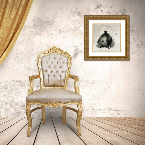 Black Dress I Gold Ornate Wood Framed Art Print with Double Matting by PI Galerie