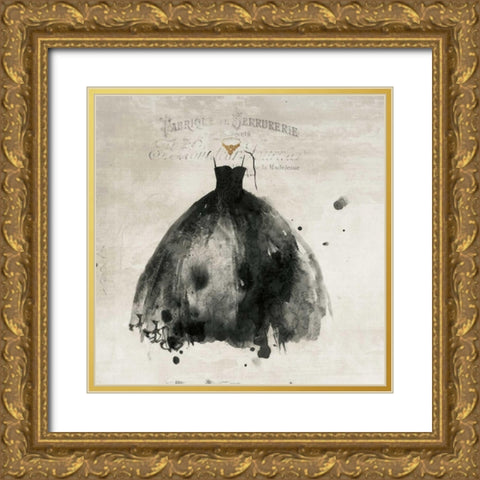 Black Dress I Gold Ornate Wood Framed Art Print with Double Matting by PI Galerie