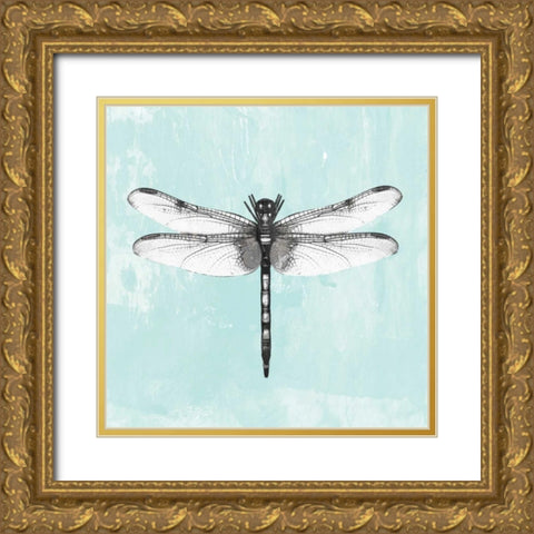 Dragonfly I Gold Ornate Wood Framed Art Print with Double Matting by PI Galerie