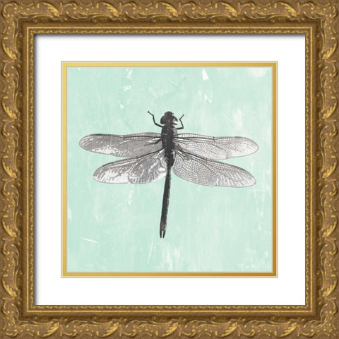 Dragonfly II Gold Ornate Wood Framed Art Print with Double Matting by PI Galerie