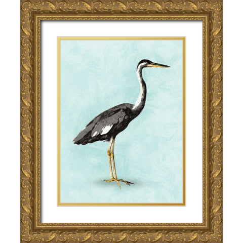 Seashore Bird I Gold Ornate Wood Framed Art Print with Double Matting by PI Galerie