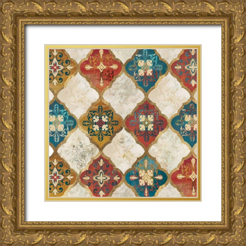 Moroccan Spice Tiles I Gold Ornate Wood Framed Art Print with Double Matting by PI Studio