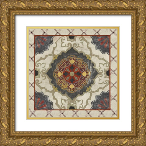 Mosaic I Gold Ornate Wood Framed Art Print with Double Matting by PI Studio