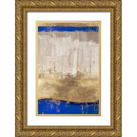 Indigo Abstract I Gold Ornate Wood Framed Art Print with Double Matting by PI Galerie