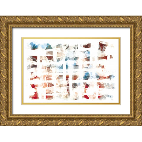 Abstract Checkers  Gold Ornate Wood Framed Art Print with Double Matting by PI Galerie