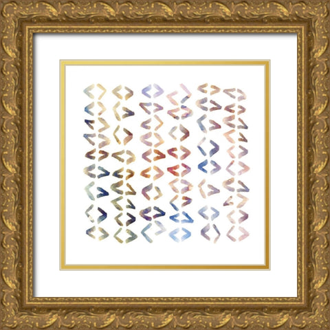 Chevron Crazy Gold Ornate Wood Framed Art Print with Double Matting by PI Galerie