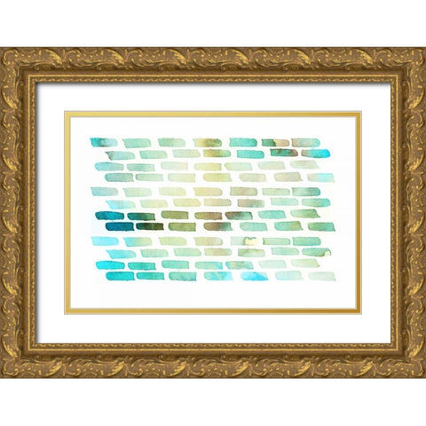 Bricks Gold Ornate Wood Framed Art Print with Double Matting by PI Galerie