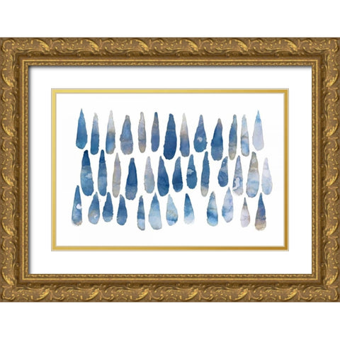 Drops Gold Ornate Wood Framed Art Print with Double Matting by PI Galerie