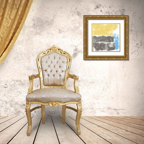 Yellow Geo Gold Ornate Wood Framed Art Print with Double Matting by PI Galerie