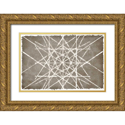 Grey Geo II Gold Ornate Wood Framed Art Print with Double Matting by PI Studio