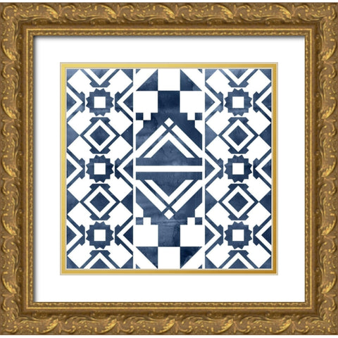 Geo Set  Gold Ornate Wood Framed Art Print with Double Matting by PI Studio